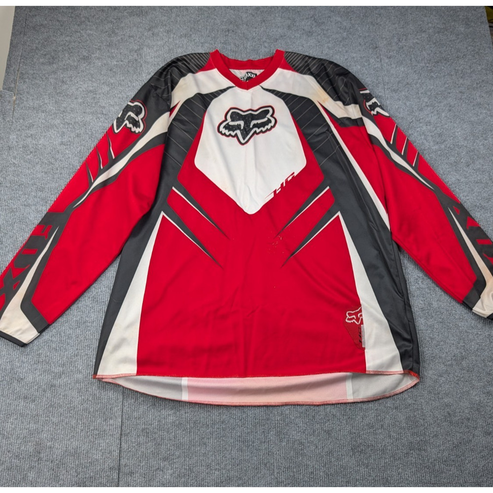 Fox Racing Jersey Mens XXL Motocross Y2K Dirt Bike Grunge Gear AOP Red Graphic